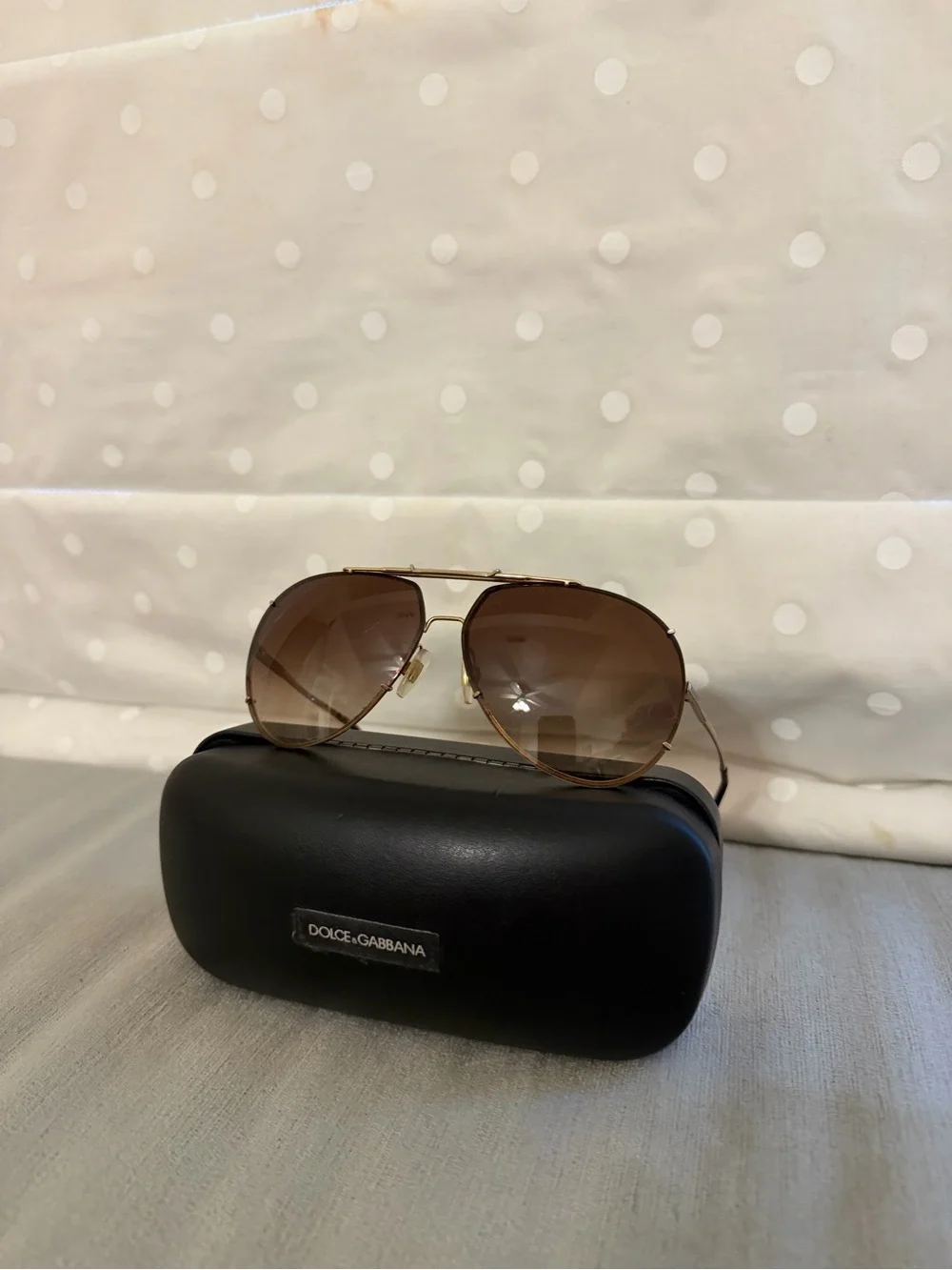 Dolce & Gabbana Gold Frame Brown Gradient Aviator Sunglasses